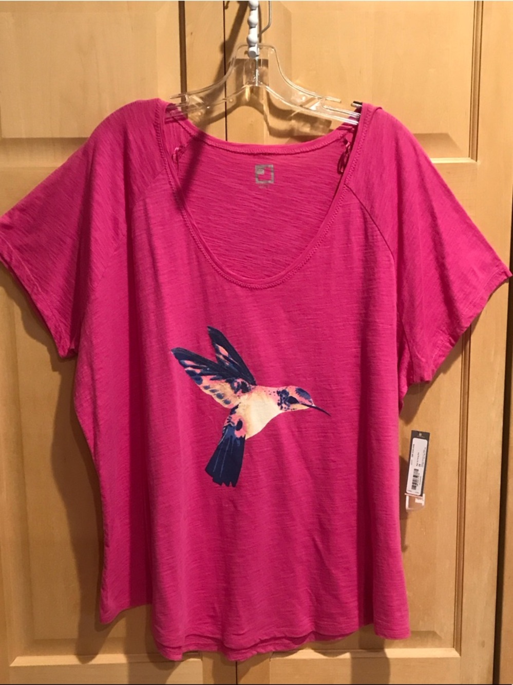 New jcpenney Hot Pink Hummingbird Graphic Short Sleeve Tee
